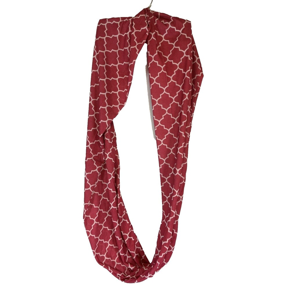 Hot Pink White Infinity Scarf Moroccan Trellis Polyester New Unbranded 70" x 10"